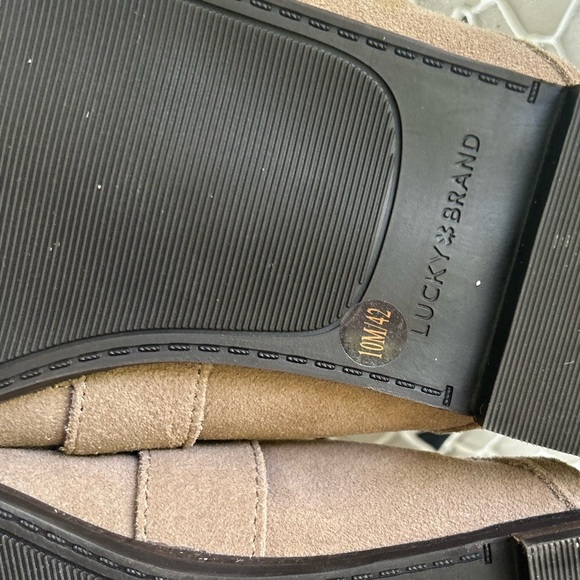 NWOT-Lucky Brand Brown Suede Loafers with Shearling-size 10 - Picture 4 of 5